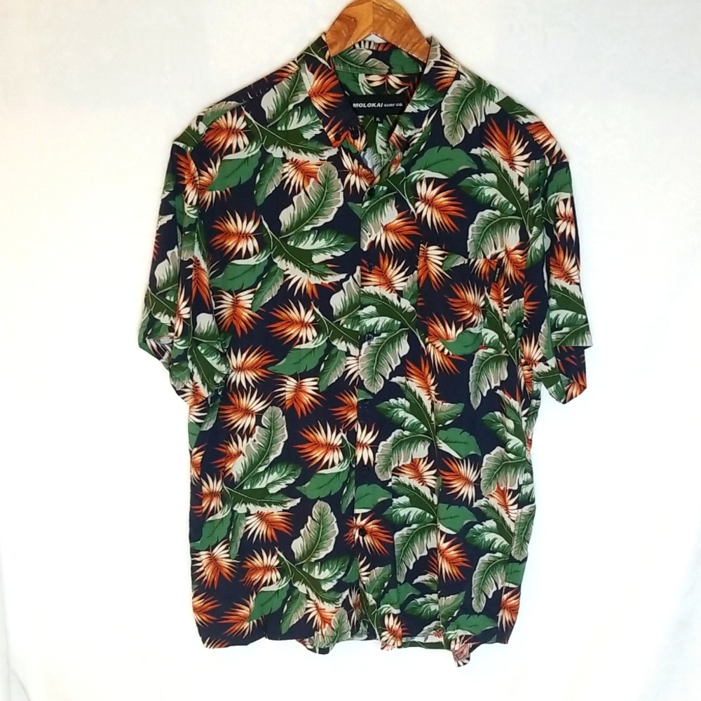 Mens Molokai Surf Co Hawaiian Tropical Shirt Size XL